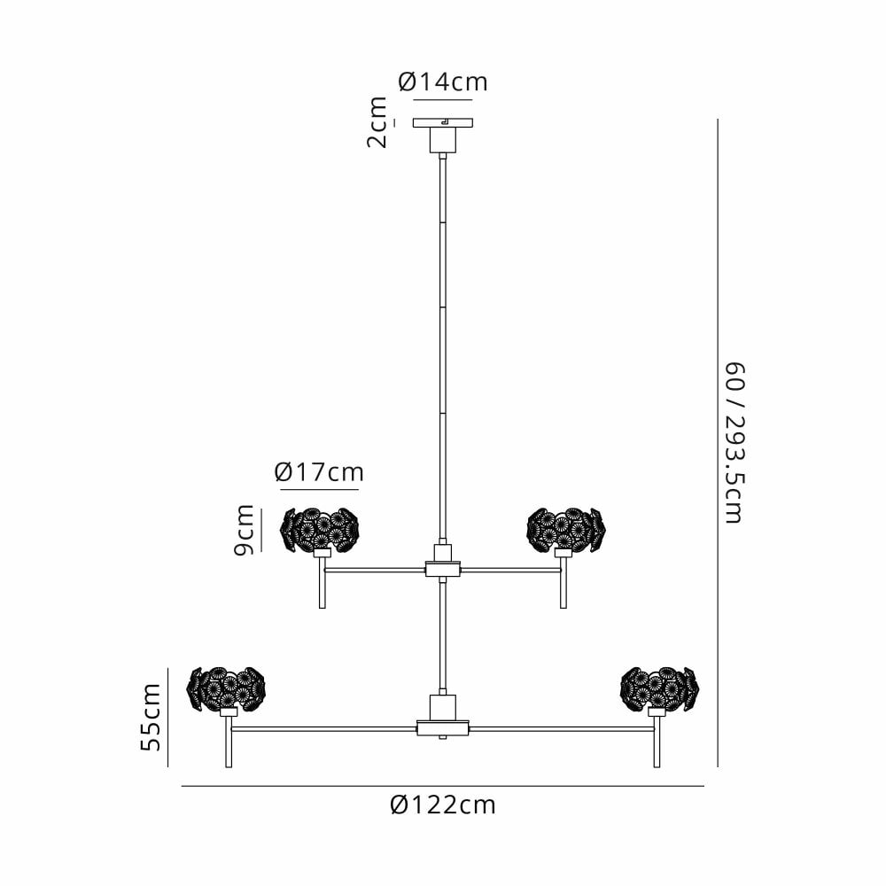 BOS1090 Bosona 20 Light 2 Tier Chandelier French Gold