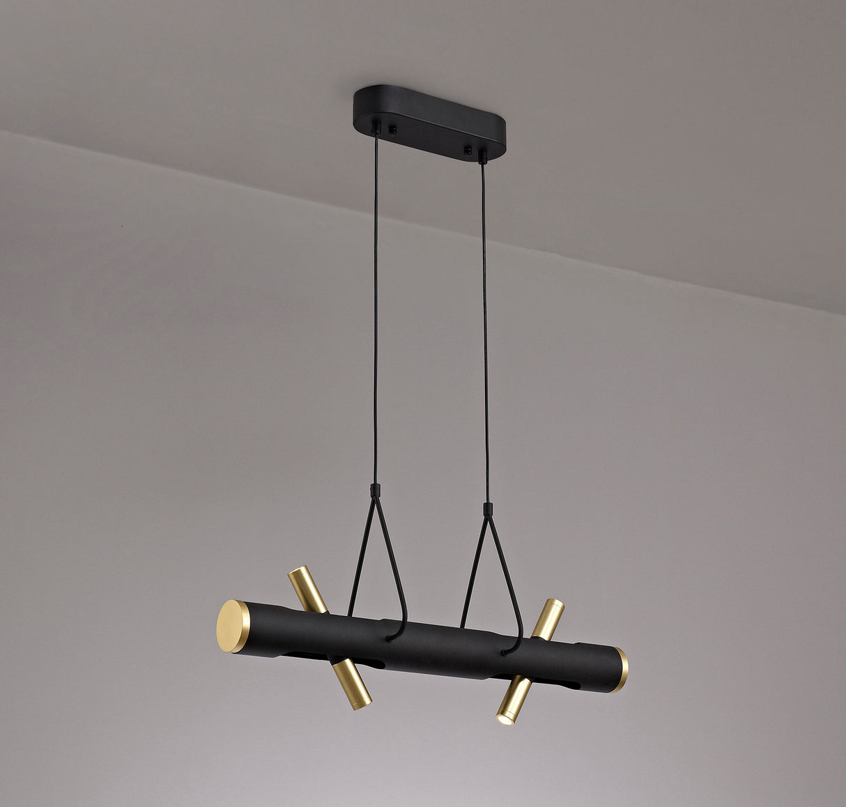 ACA0767 Acamari Pendant 8W LED in a Sand Black/Gold Finish