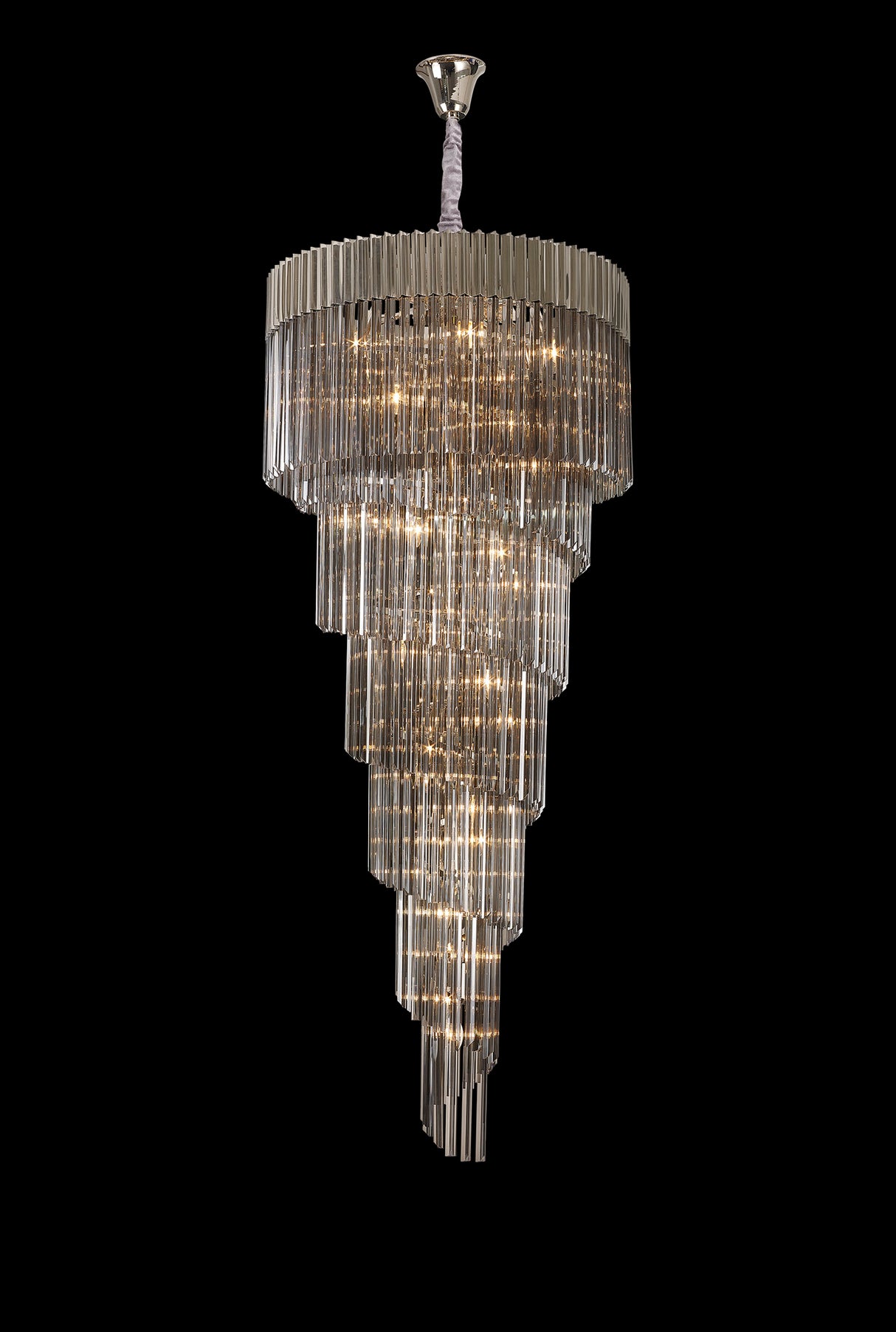 ADH4548 Adhil Round 31 Light 7 Tier 93kg Ceiling Pendant Polished Nickel/Smoked