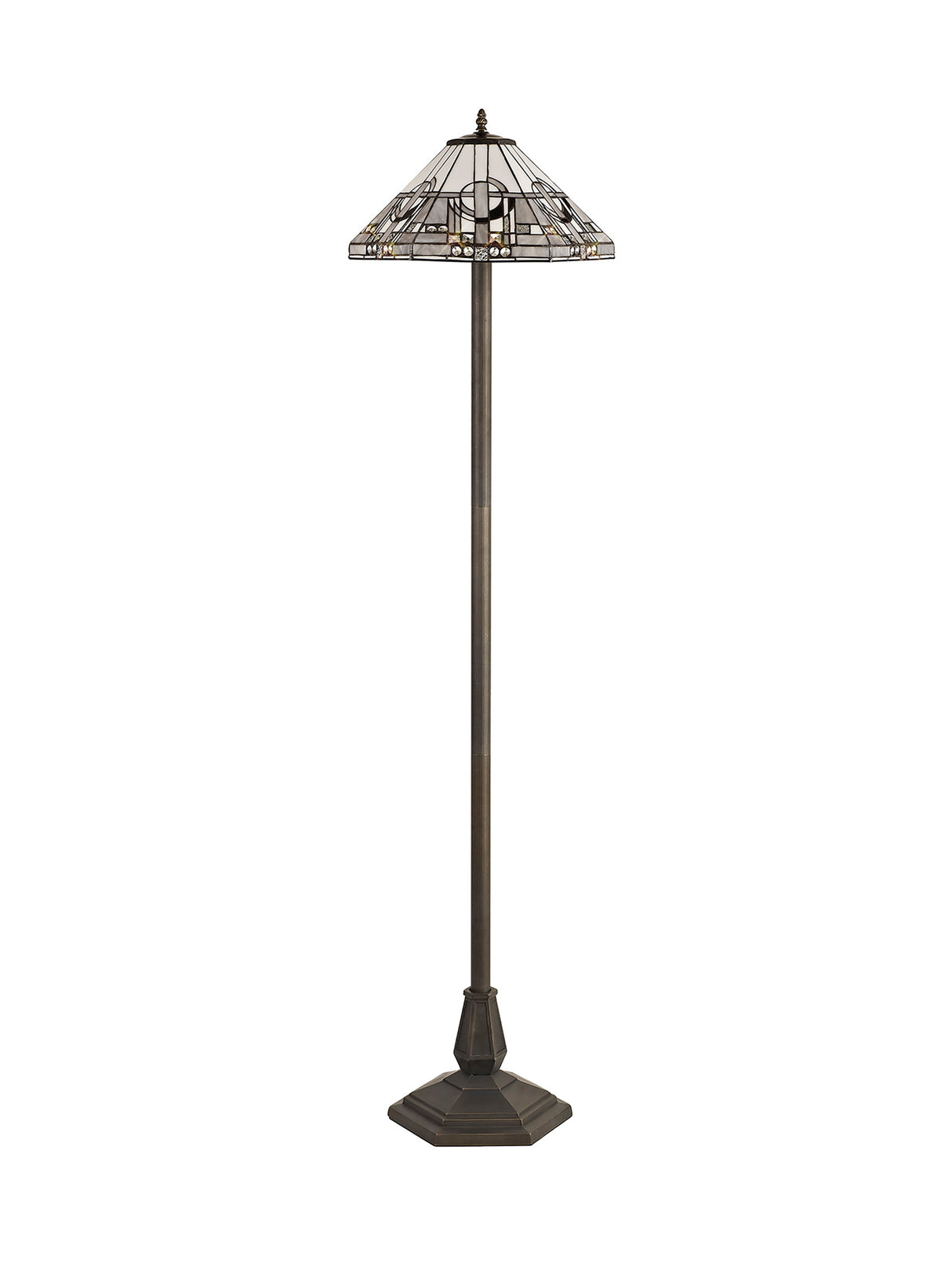 MAH4927 Mahasim 158cm Octagonal Floor Lamp 2 Light in a Aged Antique Brass Finish