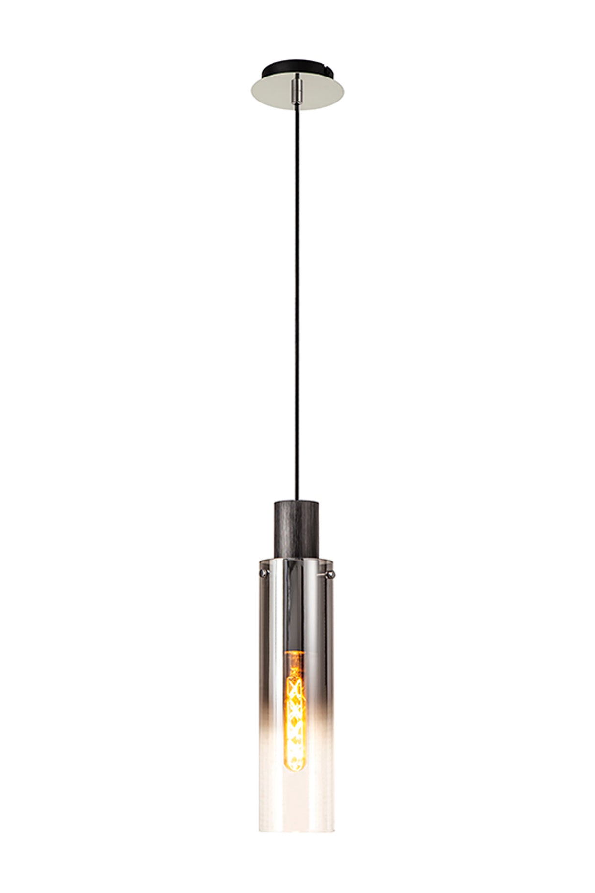 BUN8848 Bunda Slim Round 1 Light Pendant in a Black/Chrome/Smoke Fade Finish