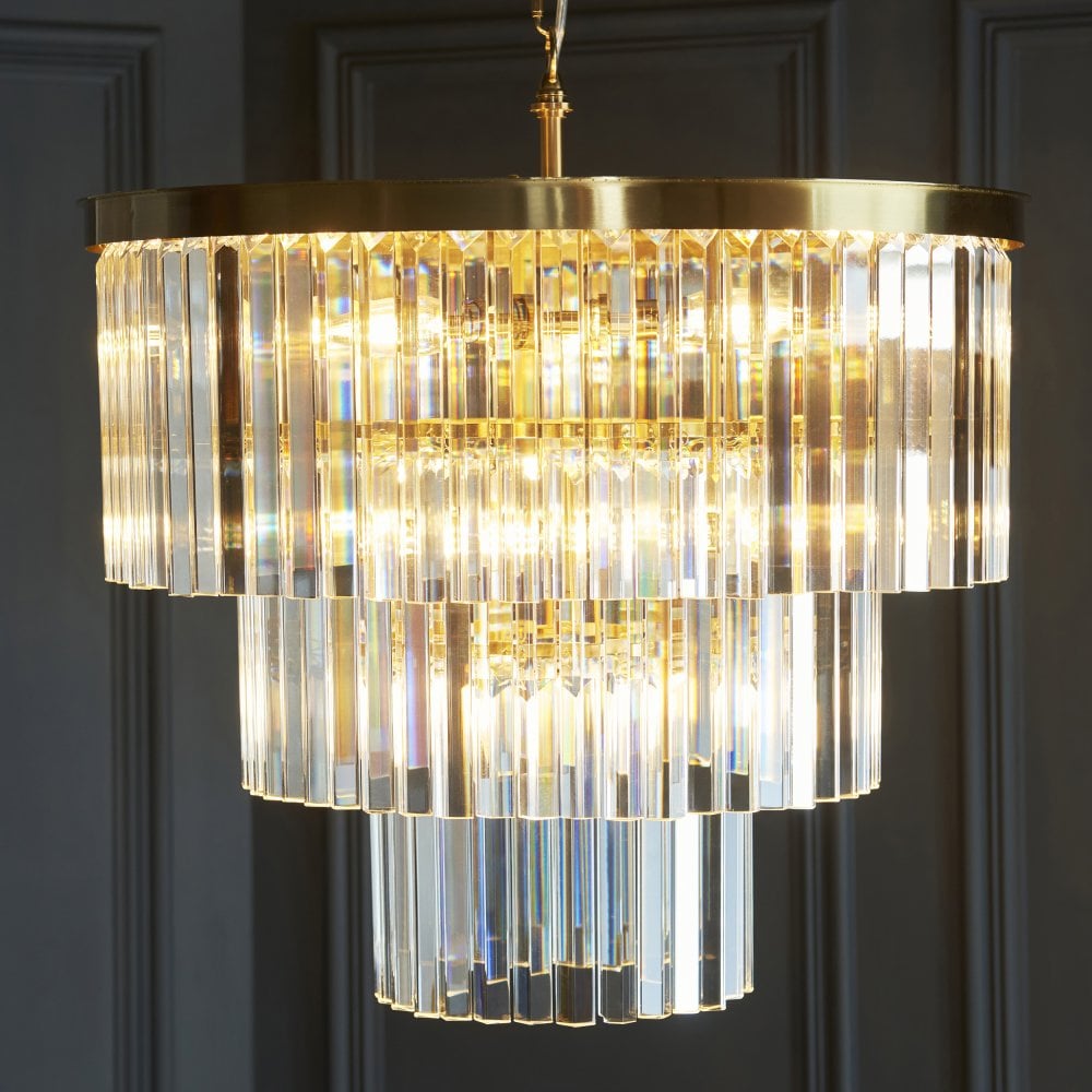 Hillano x Endon 115457 Conaston 7 Light Pendant Light in Brushed Aged Brass & Clear Cut Crystal Glass