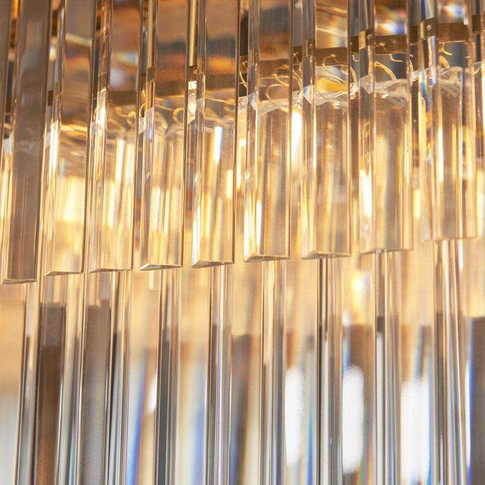 Hillano x Endon 115950 Conaston 4 Light Linear Brushed Aged Brass Clear Crystal Light