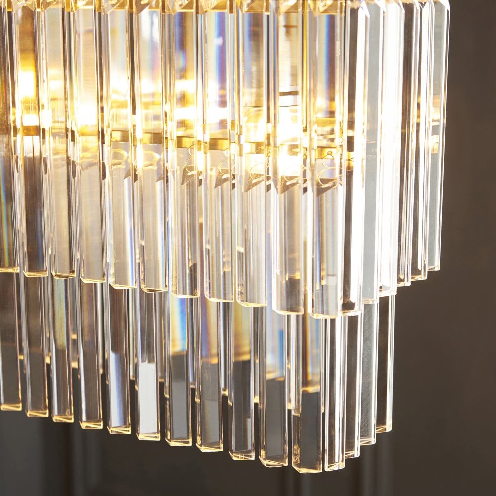 Hillano x Endon 115950 Conaston 4 Light Linear Brushed Aged Brass Clear Crystal Light