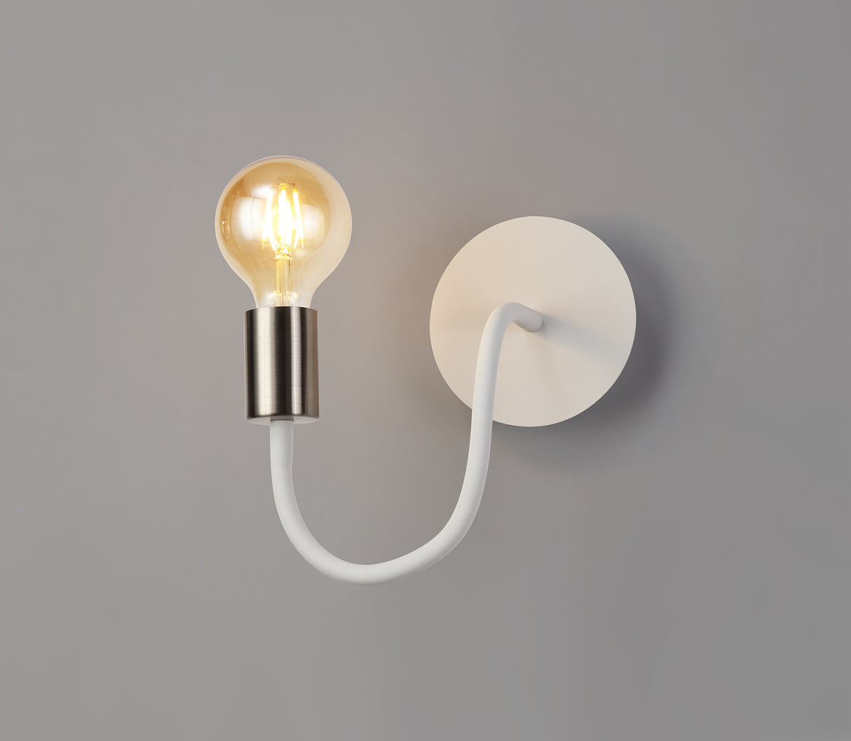 GIN4567 Ginan Flexible Switched Wall Lamp 1 Light in a Satin White/Satin Nickel Finish