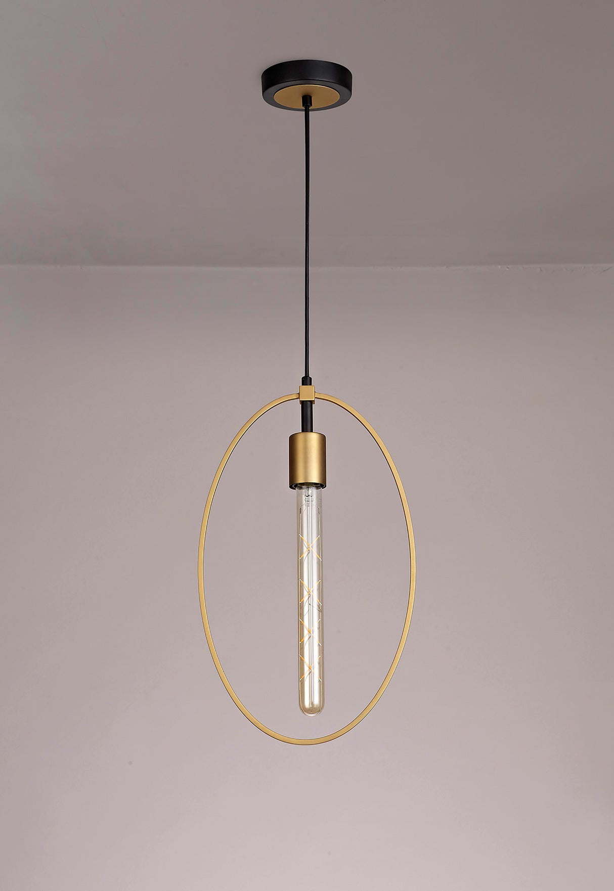 HUN1147 Hunor Large Pendant 1 Light in a Sand Gold/Matt Black Finish