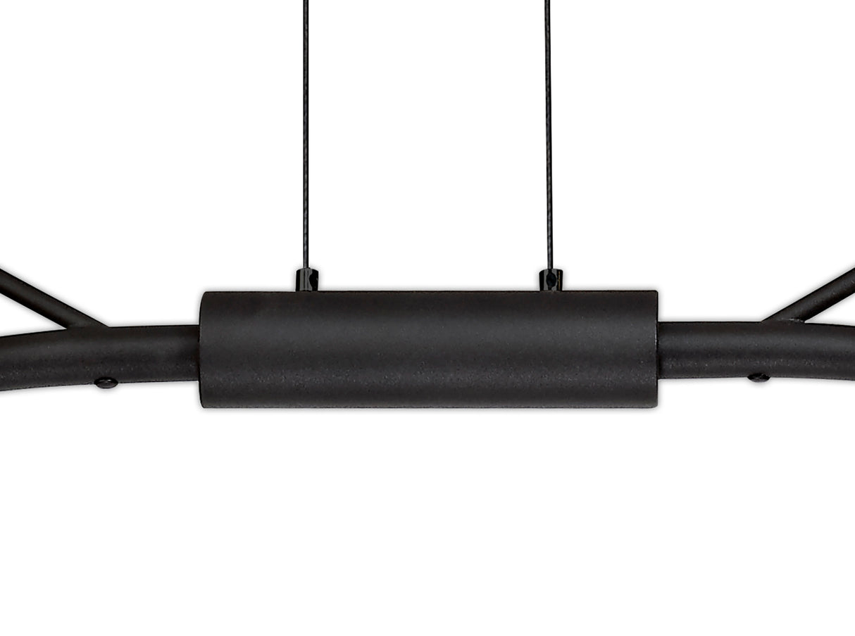 KUM9717 Kuma 16 Light Linear Pendant 48W LED in a Black/Antique Brass/Frosted Finish
