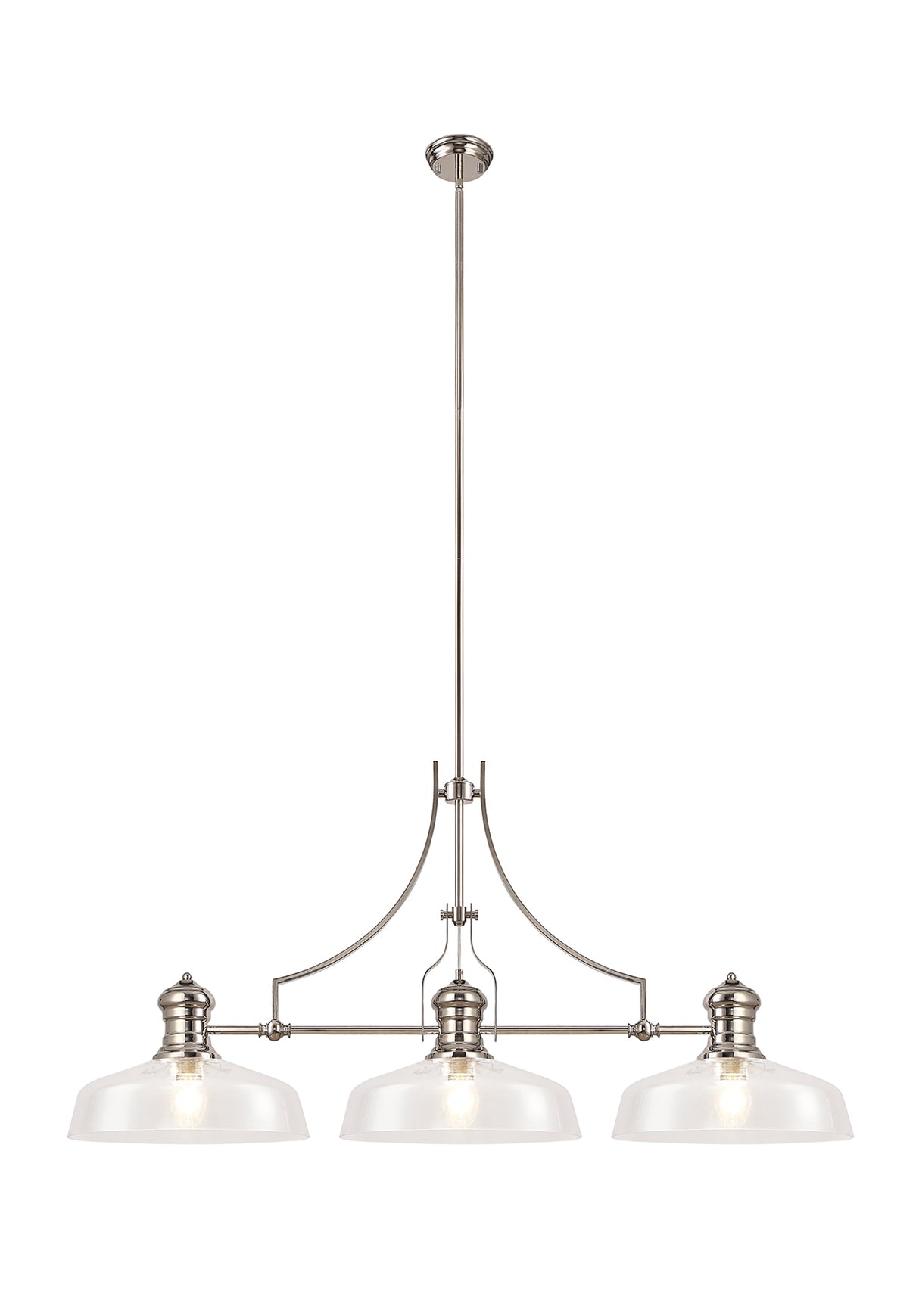 LOU4218 Louis Pendant 3 Light in a Polished Nickel Finish