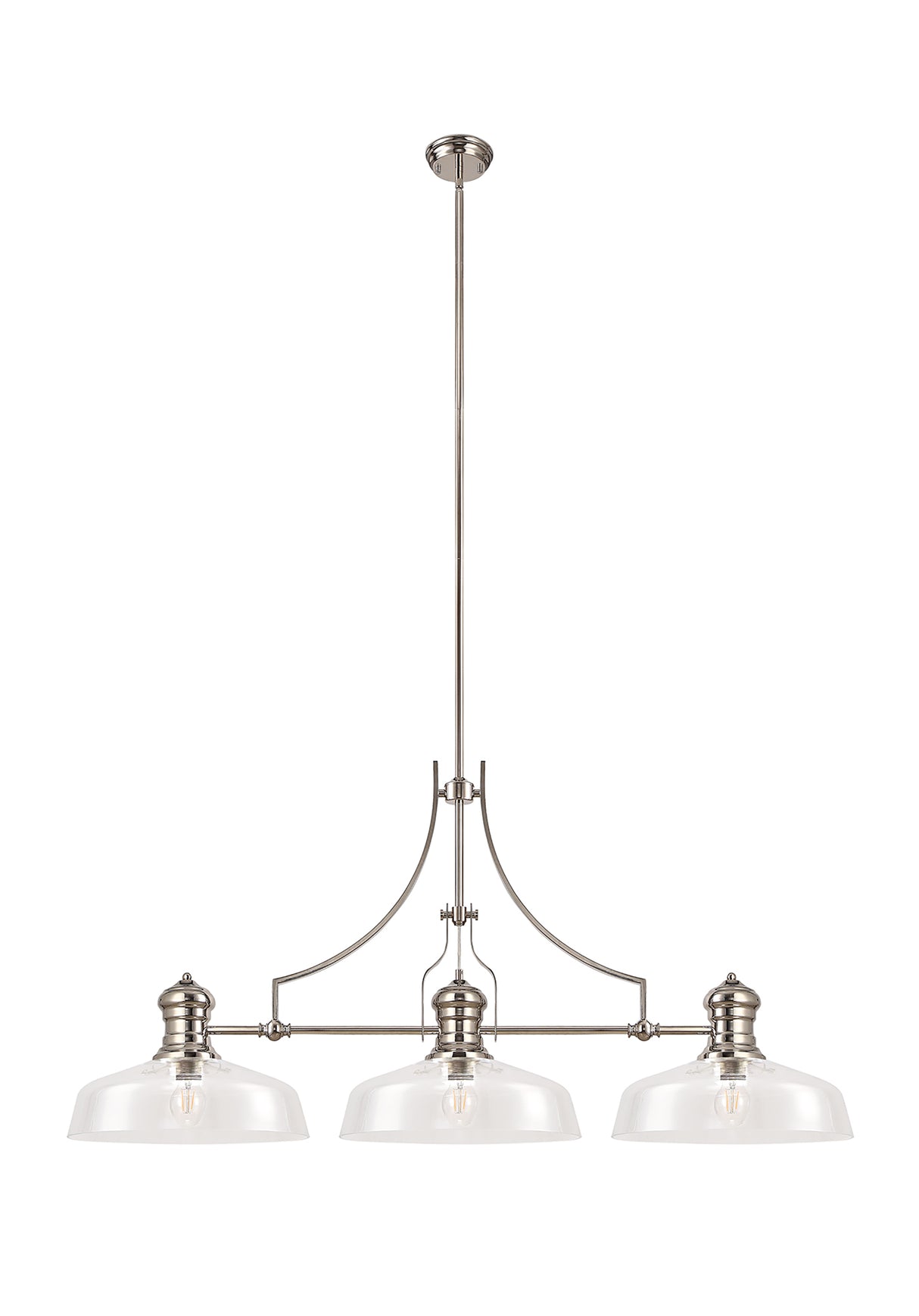 LOU4218 Louis Pendant 3 Light in a Polished Nickel Finish