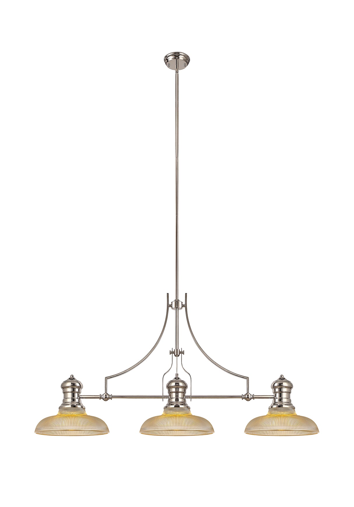 LOU4218 Louis Pendant 3 Light in a Polished Nickel Finish