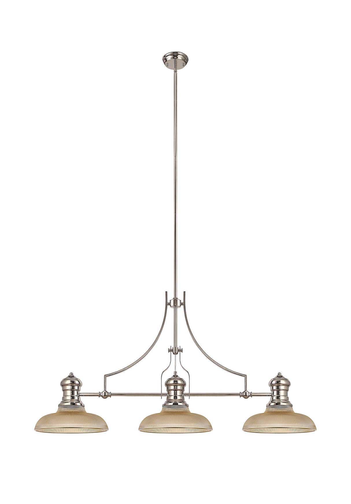 LOU4218 Louis Pendant 3 Light in a Polished Nickel Finish