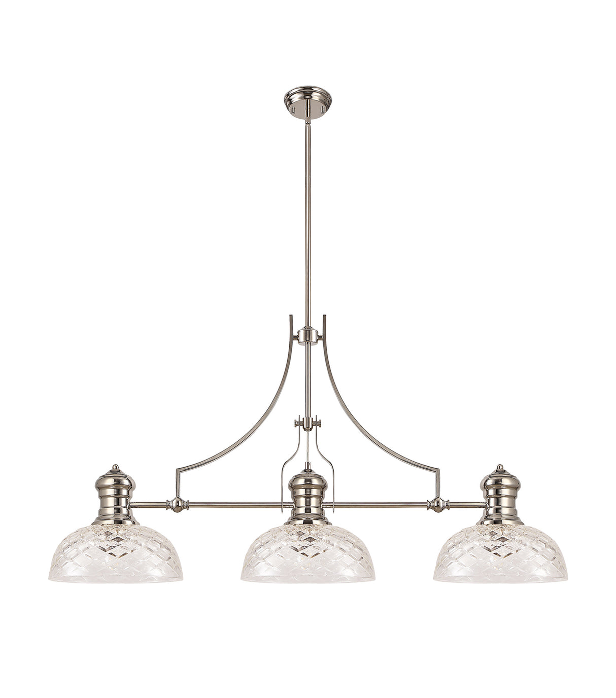 LOU4218 Louis Pendant 3 Light in a Polished Nickel Finish