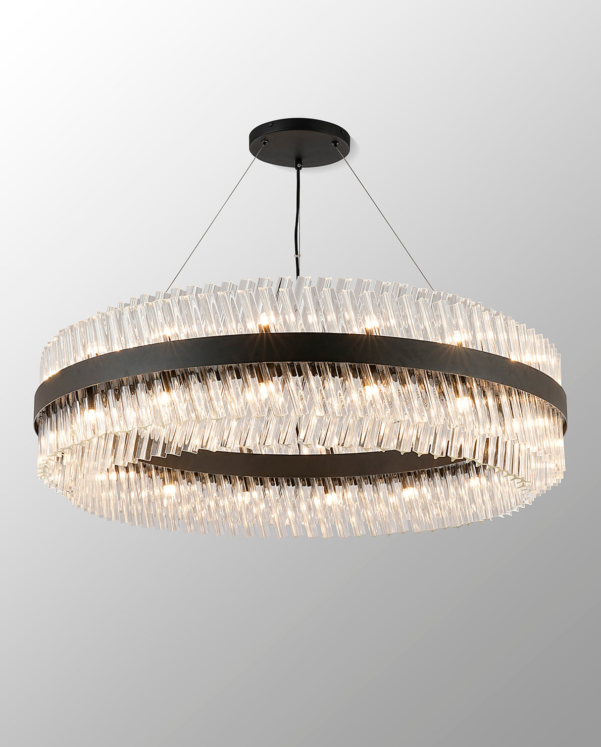 ORI4059BL_CL Orion 32 Light Ceiling Pendant Satin Black_Clear