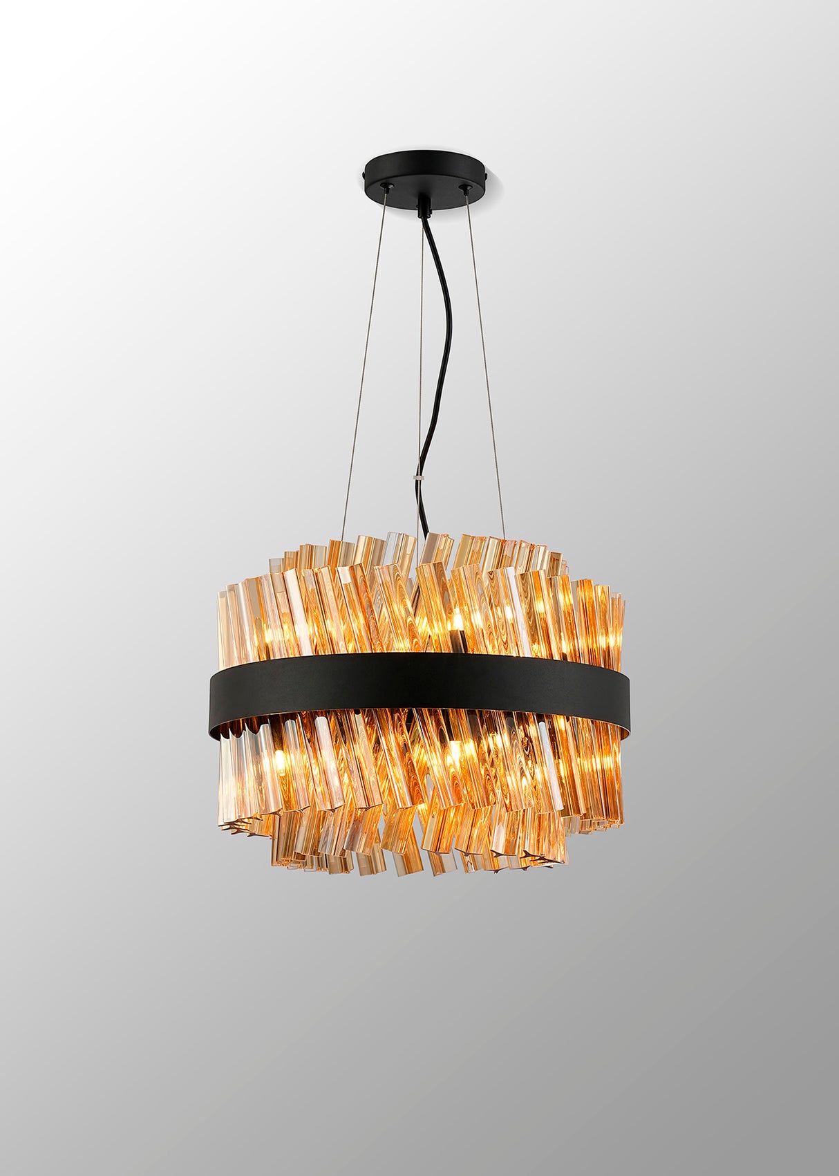 ORI8949BL_AM Orion 10 Light Ceiling Pendant Satin Black_Amber