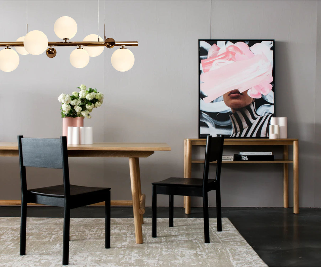 REG1667 Regor Pendant 7 Light in a Antique Copper/Opal/Copper Finish