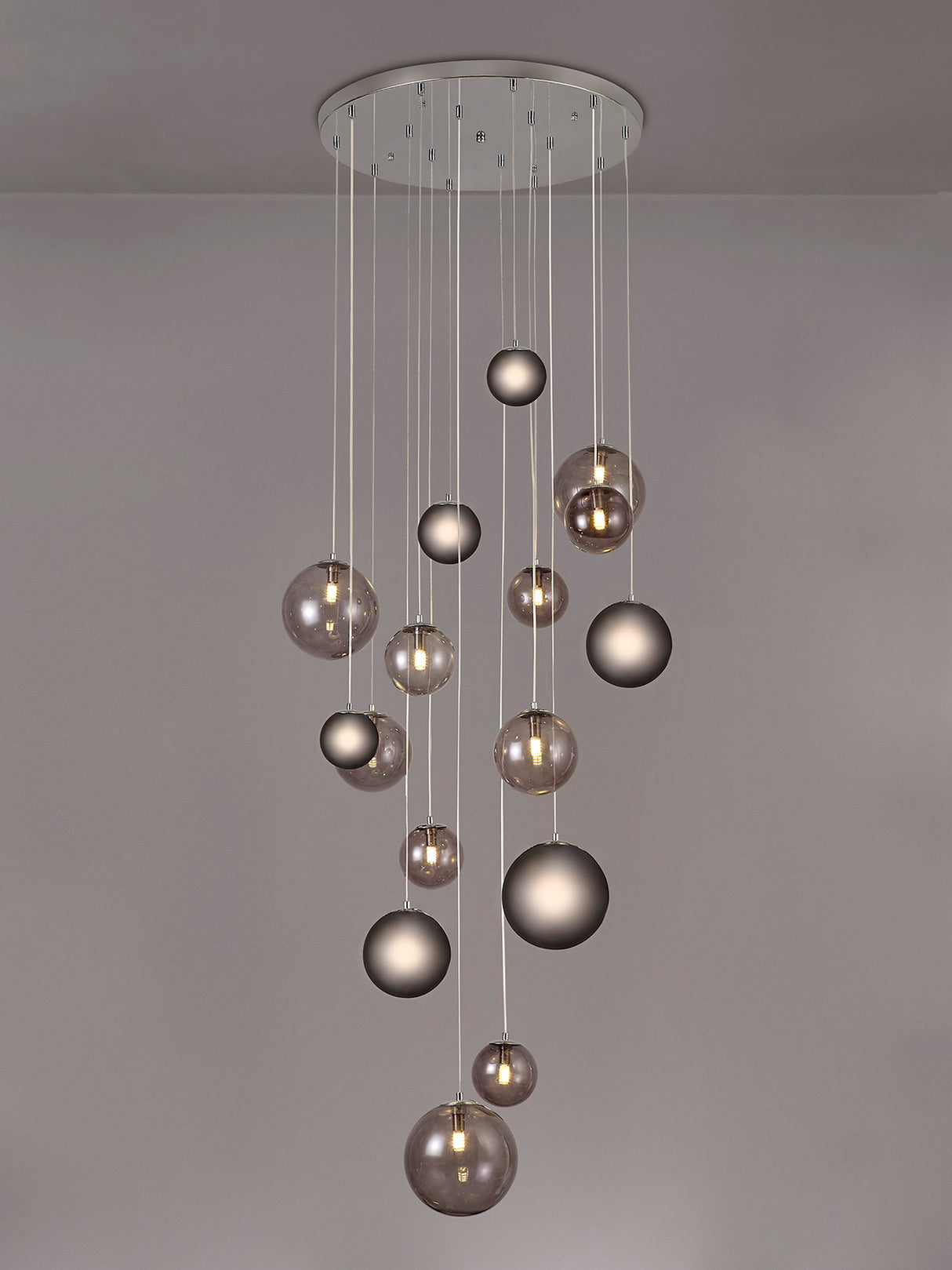 REG9567 Regor Pendant 16 Light in a Chrome/Smoked/Black Finish