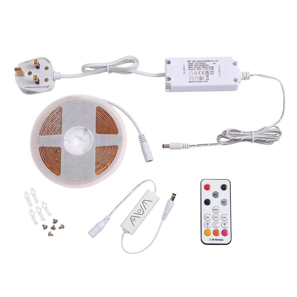 Hillano X Saxby HL111673 OrionPRO 5W/M 5metre IP20 LED Tape Light Kit 3000K