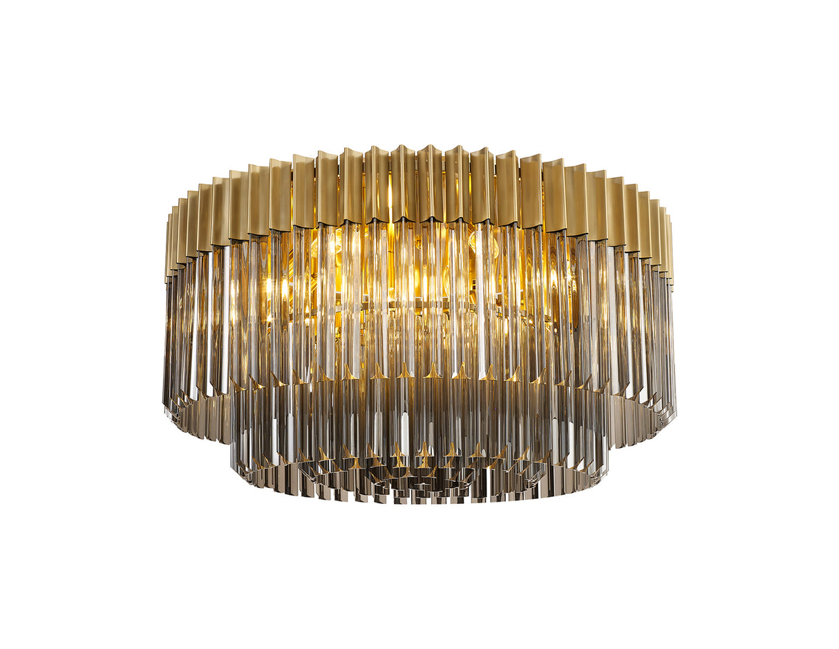ADH4498 Adhil 12 Light Ceiling Light Brass/Smoked