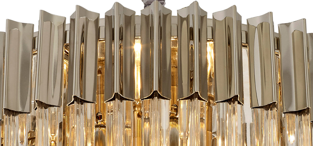ADH6328 Adhil Round 8 Light Ceiling Pendant Polished Nickel/Clear