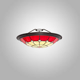 ATR5327 Atrik 35cm Non-electric Uplighter Shade in a Red/Cream/Aged Antique Brass/Clear Finish and Clear Crystal