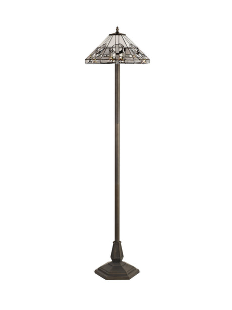 MAH4927 Mahasim 158cm Octagonal Floor Lamp 2 Light in a Aged Antique Brass Finish