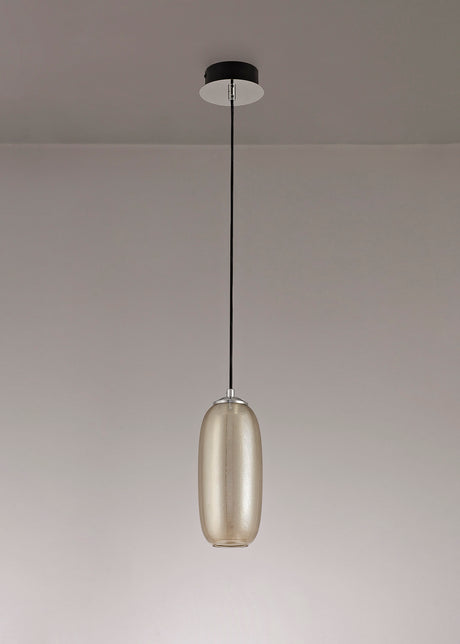 BOT6347 Botien Pendant 1 Light 8W LED in a Chrome/Black/Champagne Finish