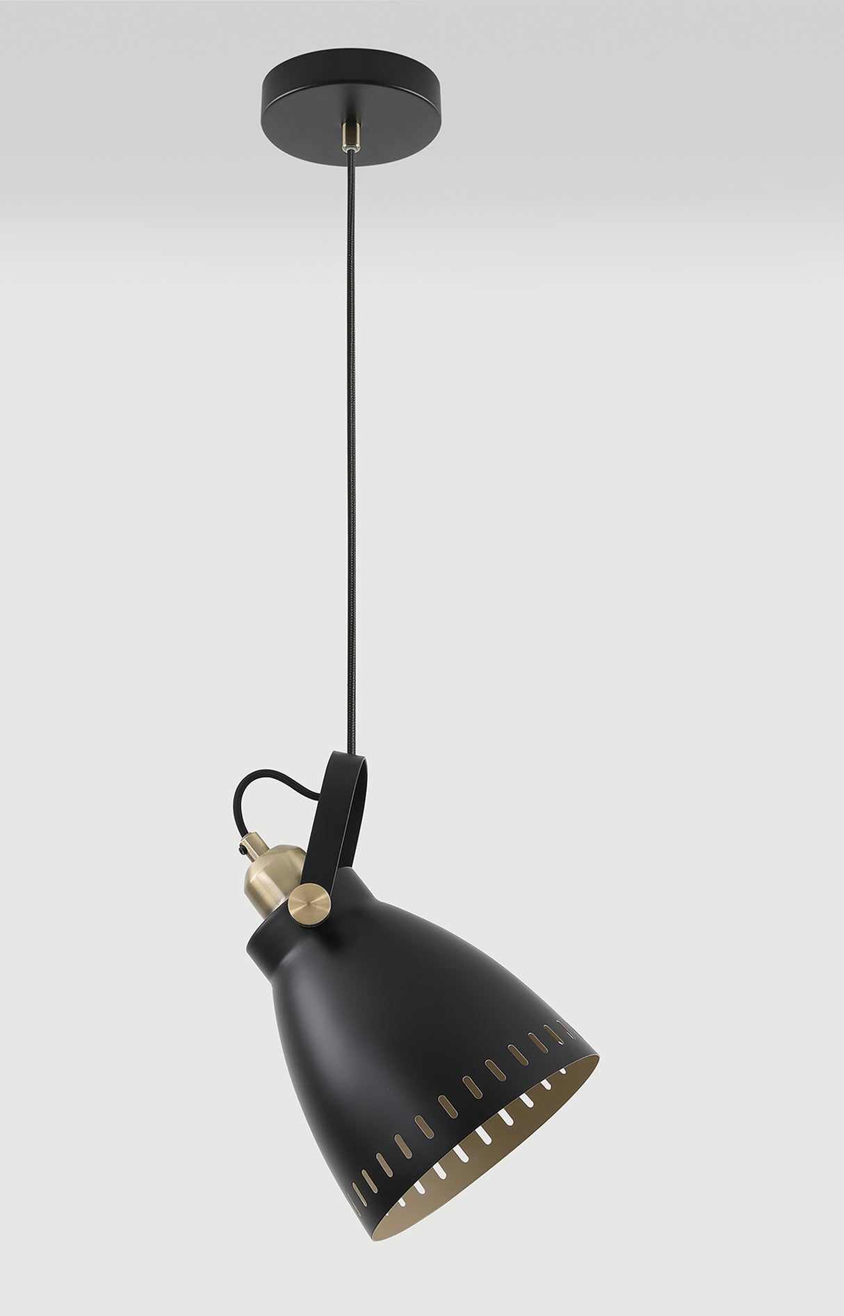 BRA7277 Brachi Medium Pendant 1 Light in a Matt Black/Antique Brass/Khaki Finish