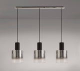 BUN0957 Bunda Linear Pendant 3 Light in a Black/Chrome/Smoke Fade Finish