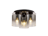 BUN3957 Bunda Round Ceiling 3 Light in a Black/Chrome/Smoke Fade Finish