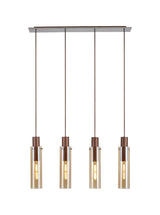 BUN0719 Bunda Slim 4 Light Pendant Mocha/Chrome/Amber