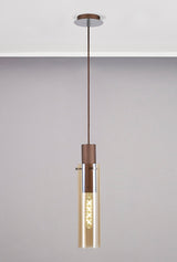 BUN4619 Bunda Slim 1 Light Pendant Mocha/Chrome/Amber