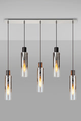 BUN5948 Bunda Slim 5 Light Pendant Black/Chrome/Smoked Fade