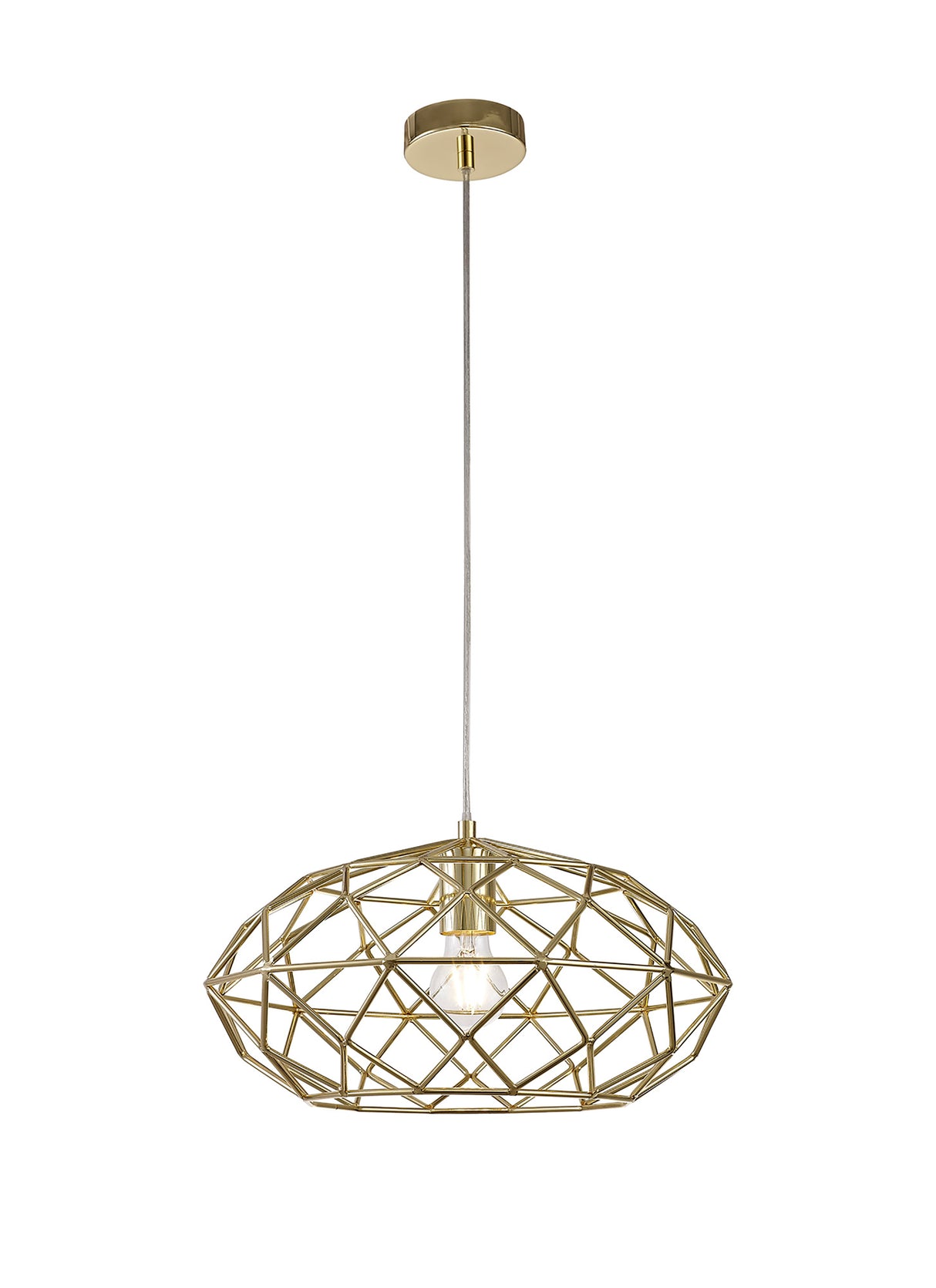 ELB4917 Elbas Elliptical Sphere Pendant 1 Light in a Polished Brass Finish