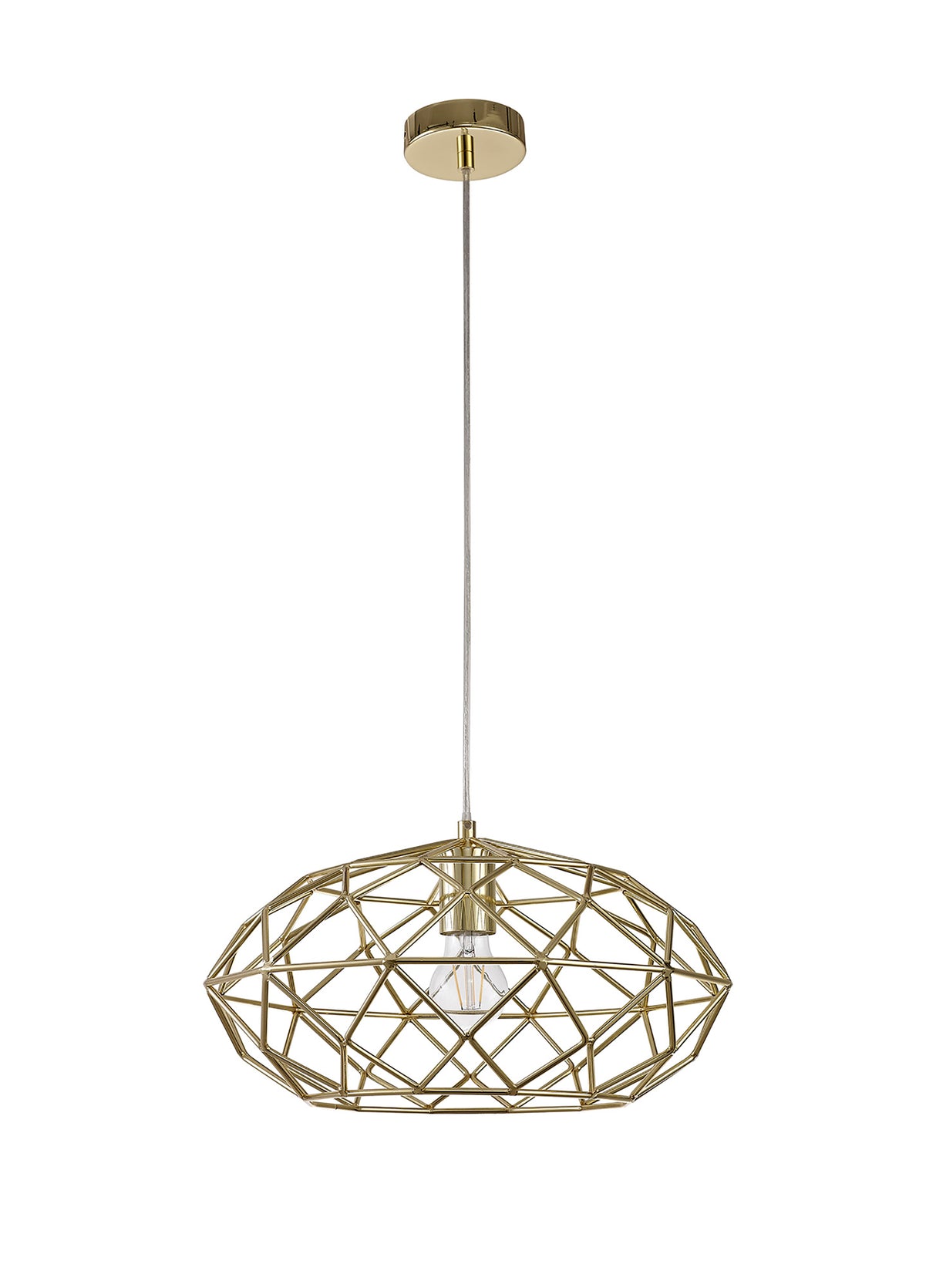 ELB4917 Elbas Elliptical Sphere Pendant 1 Light in a Polished Brass Finish