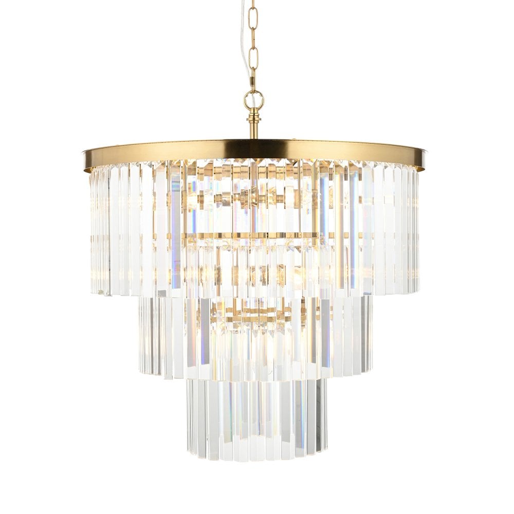 Hillano x Endon 115457 Conaston 7 Light Pendant Light in Brushed Aged Brass & Clear Cut Crystal Glass