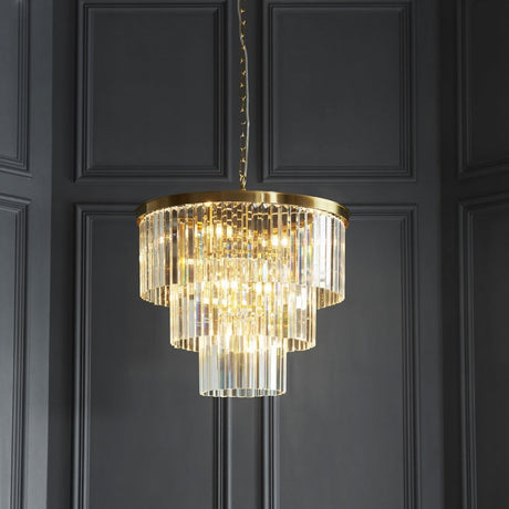 Hillano x Endon 115457 Conaston 7 Light Pendant Light in Brushed Aged Brass & Clear Cut Crystal Glass