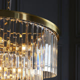 Hillano x Endon 115457 Conaston 7 Light Pendant Light in Brushed Aged Brass & Clear Cut Crystal Glass