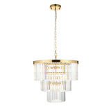 Hillano x Endon 115457 Conaston 7 Light Pendant Light in Brushed Aged Brass & Clear Cut Crystal Glass