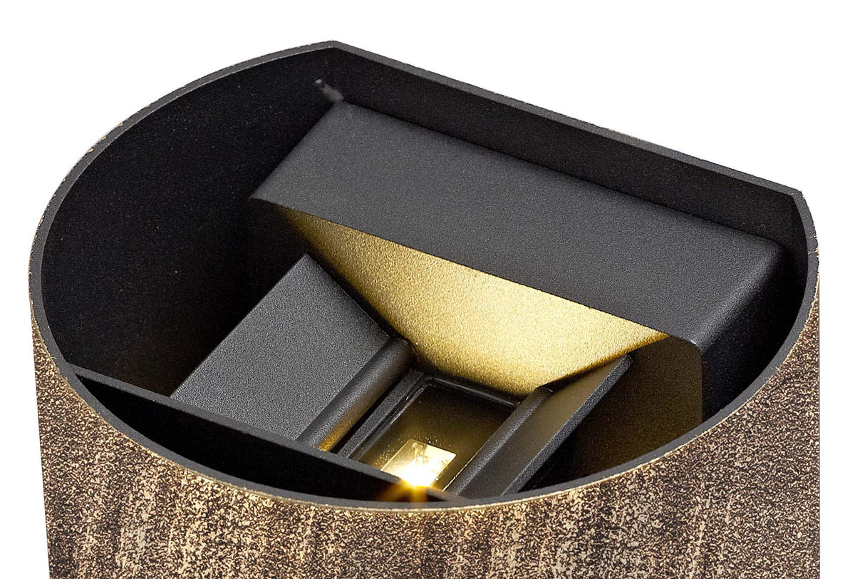 FEL7027 Felis Wall Lamp 6W LED IP54 Indoor/Outdoor Use in a Black/Gold/Clear Finish