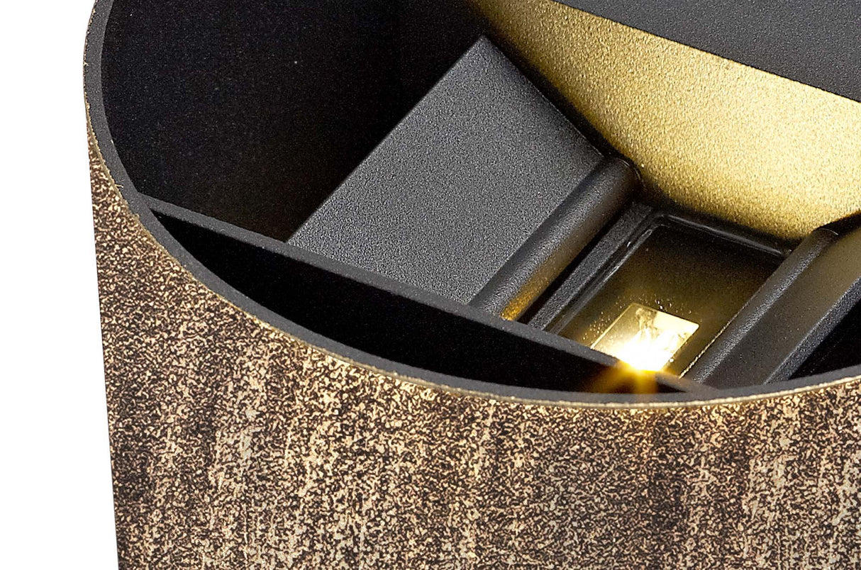 FEL7027 Felis Wall Lamp 6W LED IP54 Indoor/Outdoor Use in a Black/Gold/Clear Finish