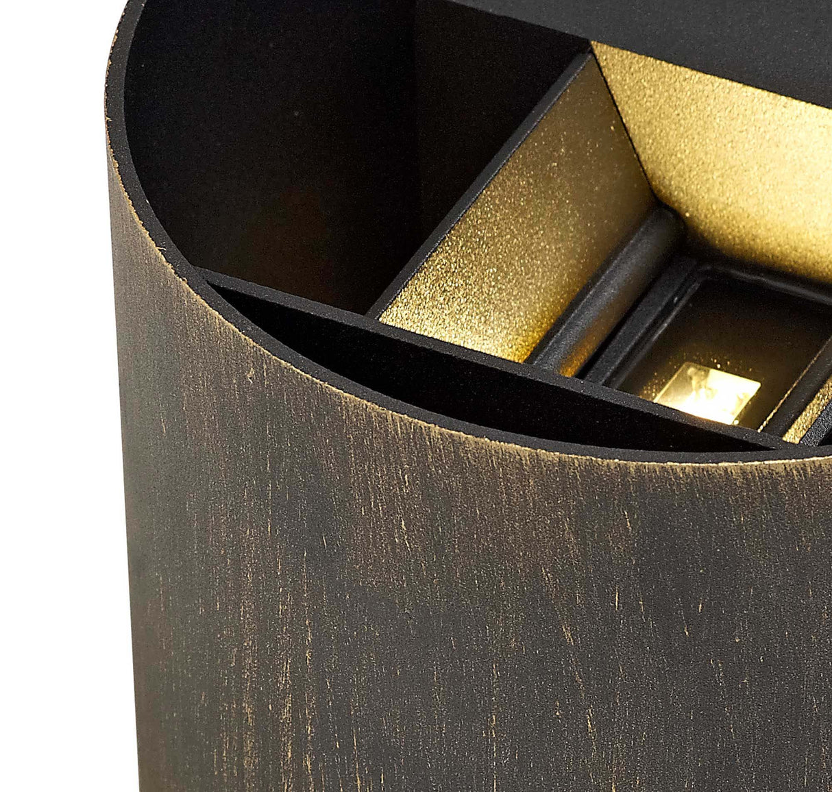 FEL7027 Felis Wall Lamp 6W LED IP54 Indoor/Outdoor Use in a Black/Gold/Clear Finish