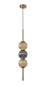 FRA5447 Franz Pendant 3 Light in a Antique Brass/Smoked/Amber Finish
