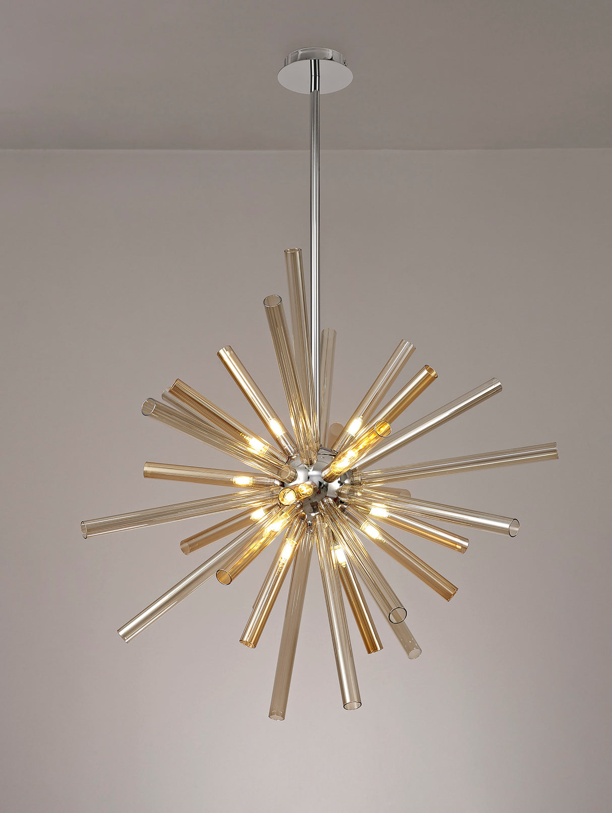 FUL0047 Fulu Pendant 16 Light in a Chrome/Amber/Champagne Finish