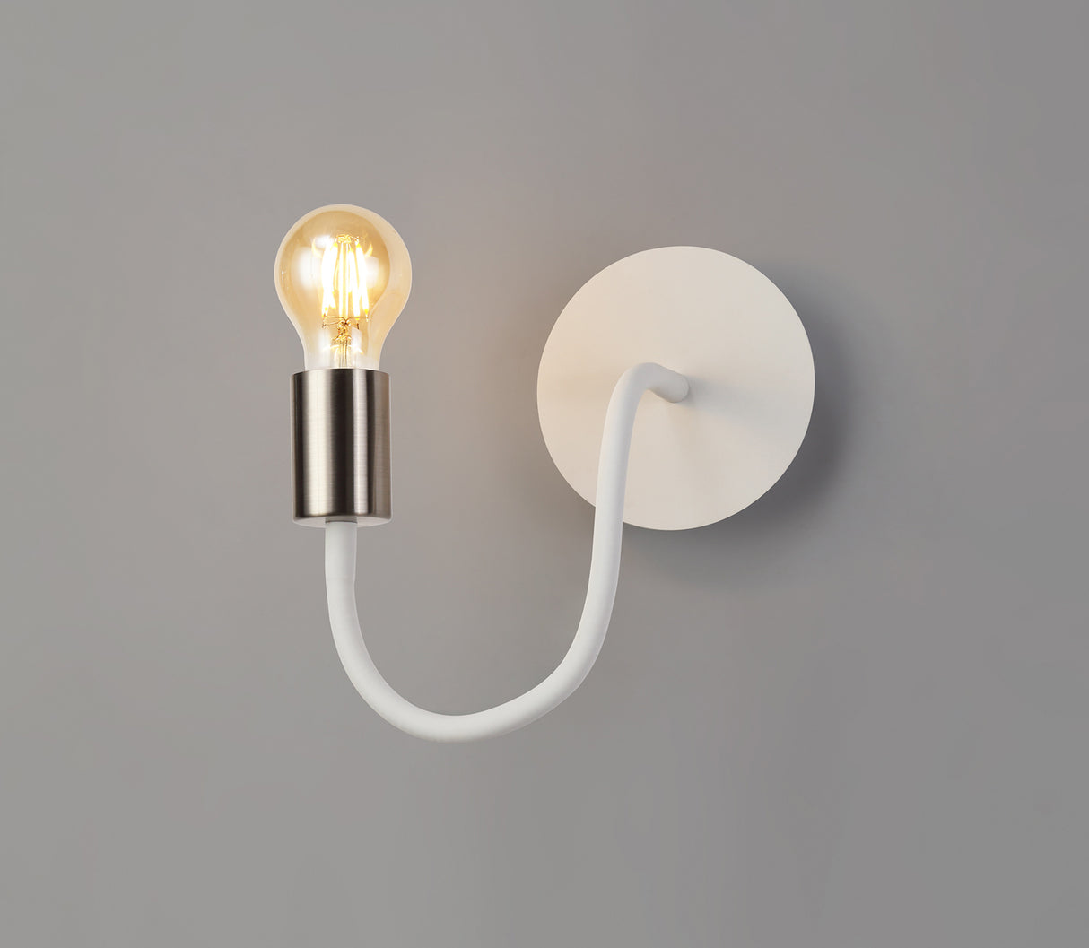 GIN4567 Ginan Flexible Switched Wall Lamp 1 Light in a Satin White/Satin Nickel Finish