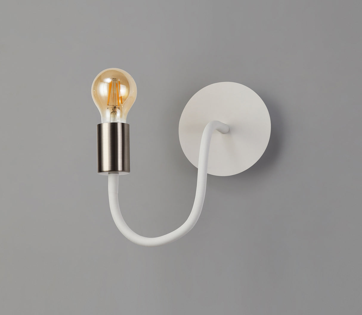 GIN4567 Ginan Flexible Switched Wall Lamp 1 Light in a Satin White/Satin Nickel Finish