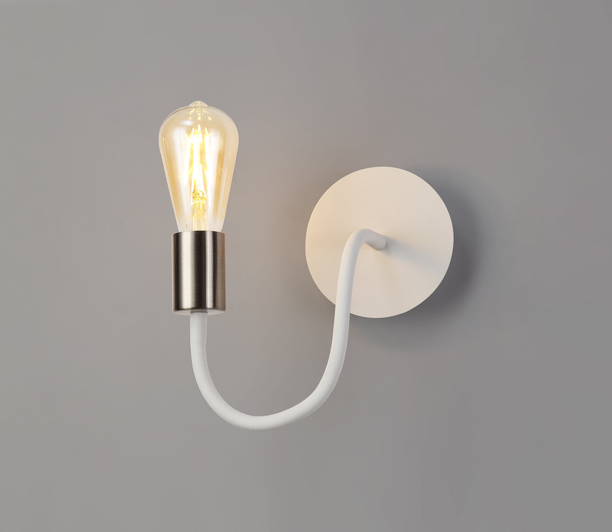 GIN4567 Ginan Flexible Switched Wall Lamp 1 Light in a Satin White/Satin Nickel Finish