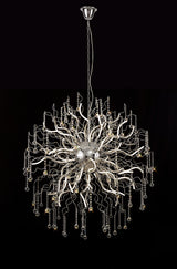 JAB0318 Jaba Dimmable Pendant 40 Light 135W LED (21.5kg) in a Polished Chrome Finish and Clear Crystal