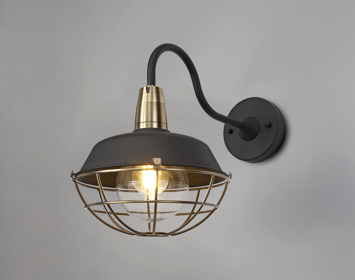 KRA6487 Kraz Wall Lamp 1 Light IP65 Outdoor in a Matt Black/Antique Brass/Clear Finish