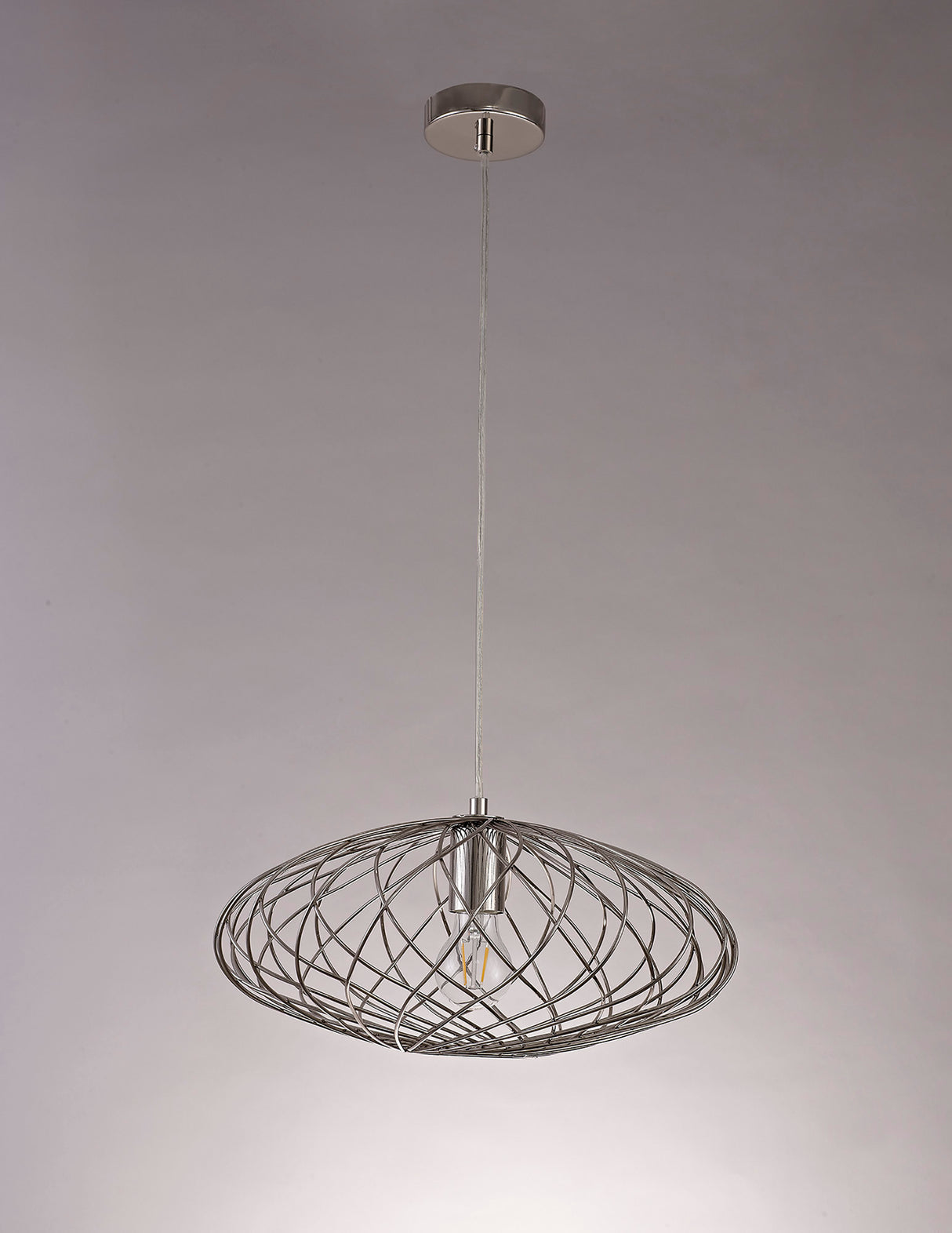 LAR5317 Laranag Elliptical Sphere Pendant 1 Light in a Polished Nickel Finish