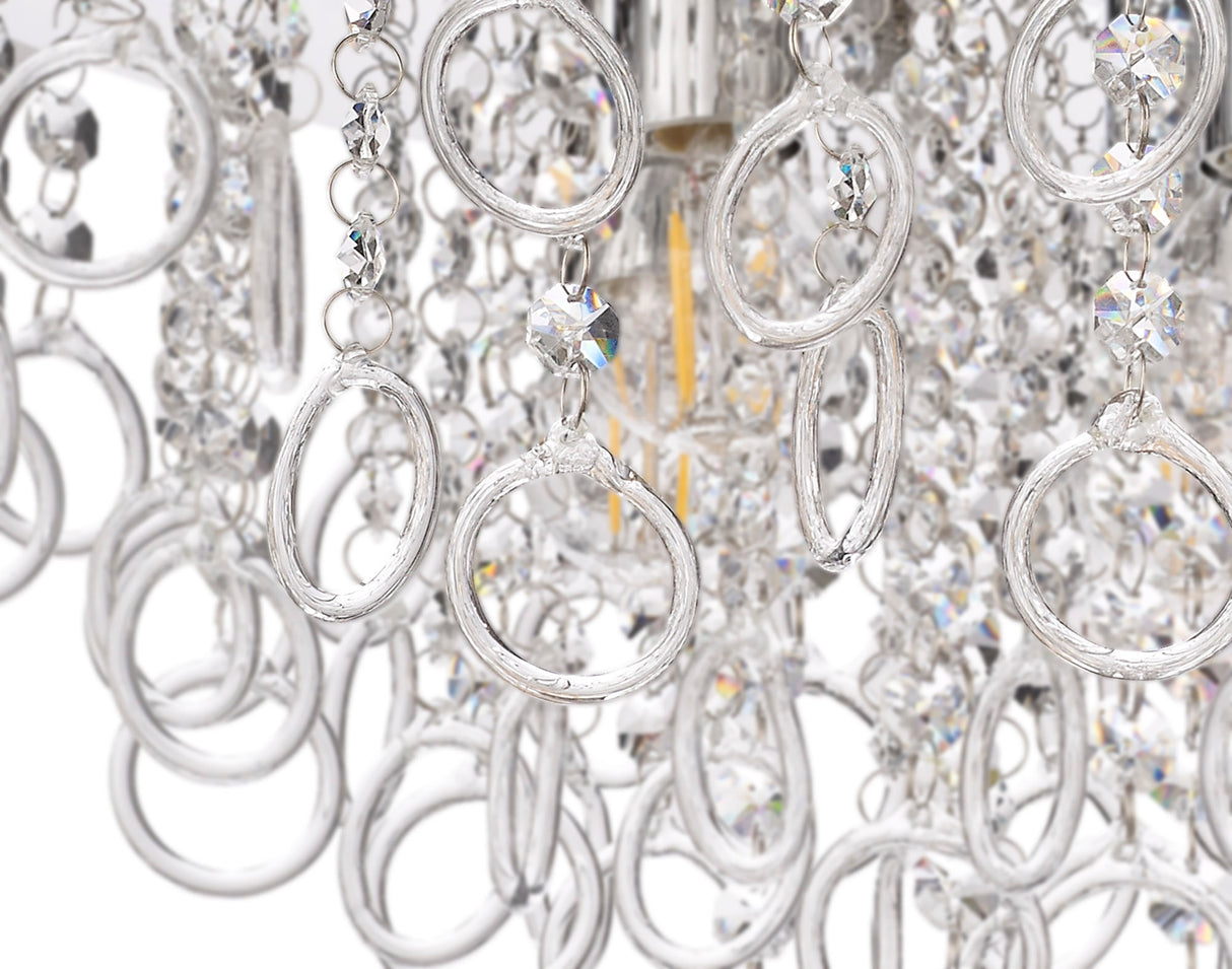 LOP2318 Loppu 6 Light Ceiling Polished Chrome and Clear Crystal